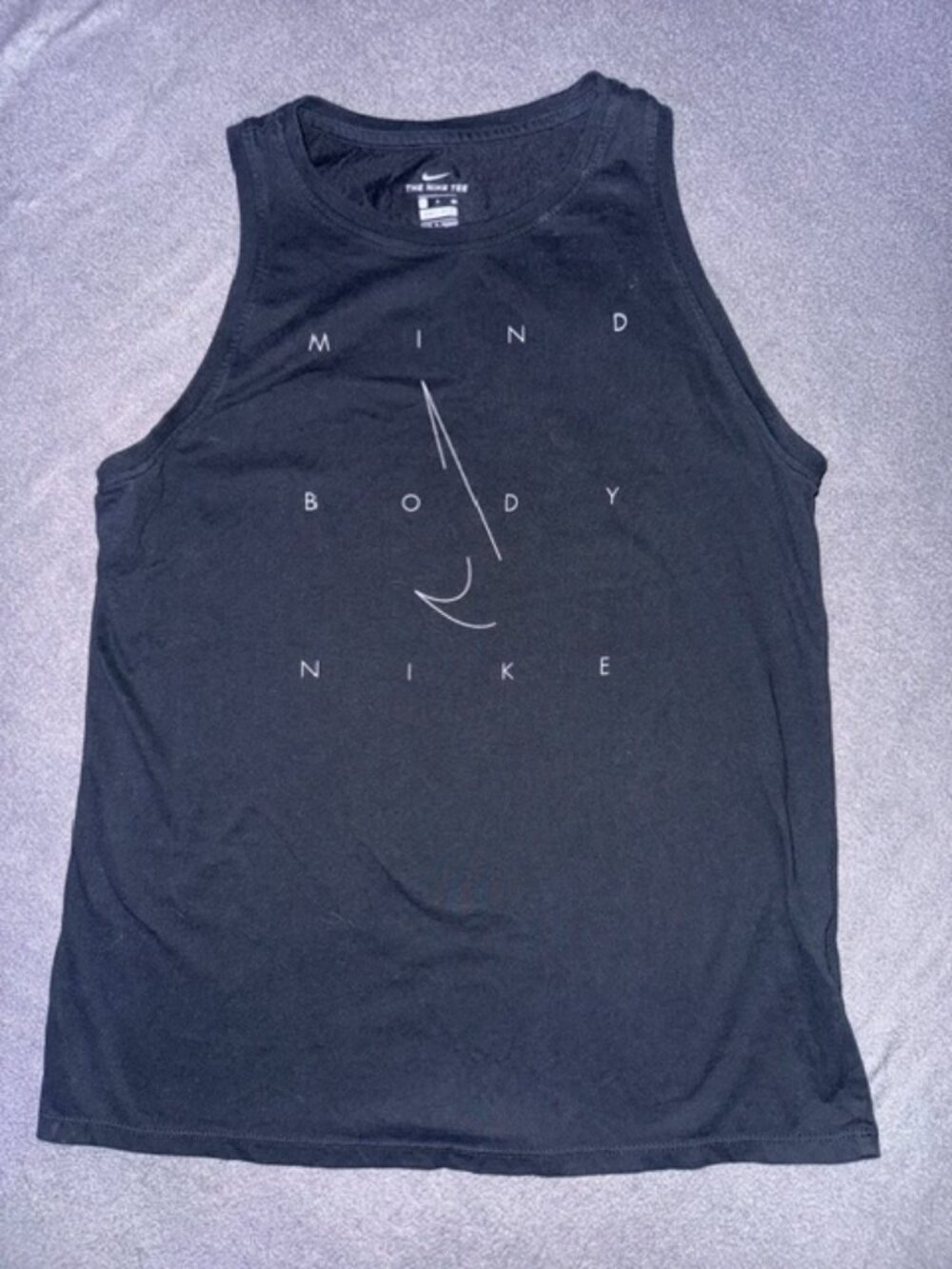 Nike Dri Fit L123608 Womens Black Dry Tank Cotton Mind Body Yoga Top Size Small